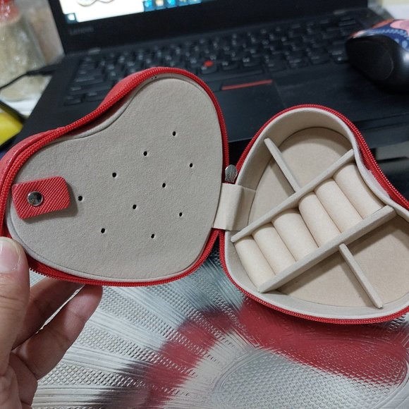 Heart Shaped Jewelry Organizer Box Rings Earrings Everything Else - Picture 3 of 7